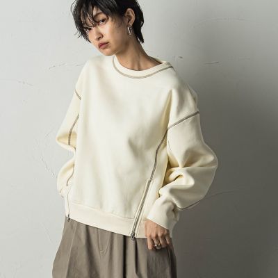 ＜socolla（Women）＞ダブルジップ裏起毛プルオーバー≪洗濯機で洗える≫
