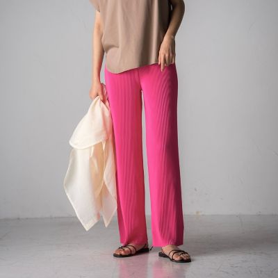 ＜socolla（Women）＞【ｓｏｃｏｌｌａ】【新色追加】楊柳プリーツストレートパンツ≪手洗い可能≫