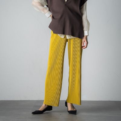 ＜socolla（Women）＞【ｓｏｃｏｌｌａ】２０２２ＡＷ　楊柳プリーツストレートパンツ≪手洗い可能≫