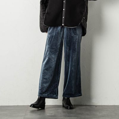 ＜socolla（Women）＞グロスベロアワイドパンツ≪手洗い可能≫