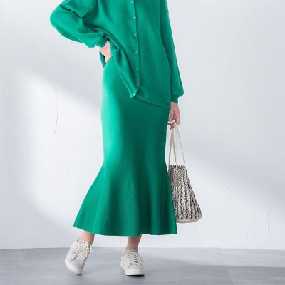 ＜socolla（Women）＞【ｓｏｃｏｌｌａ】綿タッチニットマーメイドスカート≪手洗い可能≫