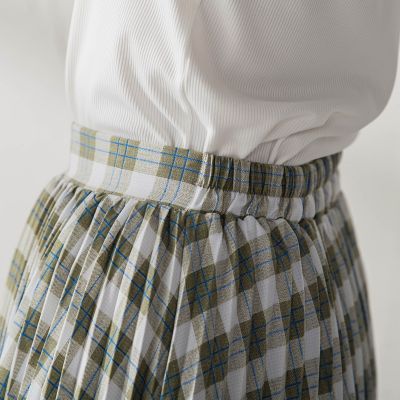 ポプリンチェック柄プリーツスカート