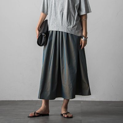＜socolla（Women）＞シャンブレーギャザースカート≪手洗い可能≫