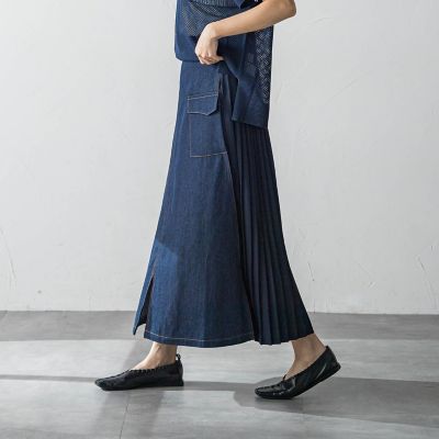 ＜socolla（Women）＞デニムバックプリーツスカート≪手洗い可能≫