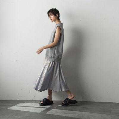 ラメステッチパネルフレアスカート≪手洗い可能≫