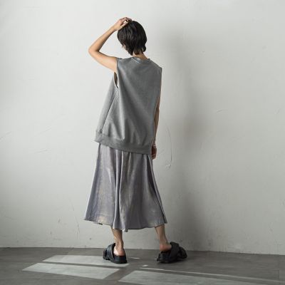 ラメステッチパネルフレアスカート≪手洗い可能≫