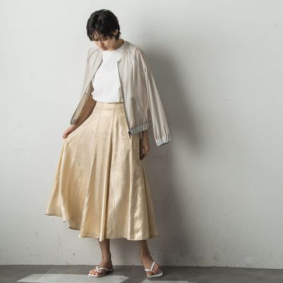 ラメステッチパネルフレアスカート≪手洗い可能≫