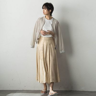 ラメステッチパネルフレアスカート≪手洗い可能≫