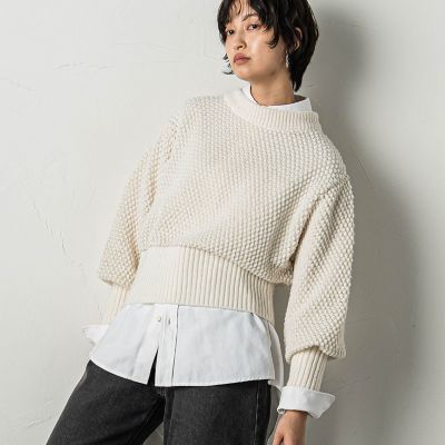 ポップコーンクロップトニットプルオーバー≪手洗い可能≫