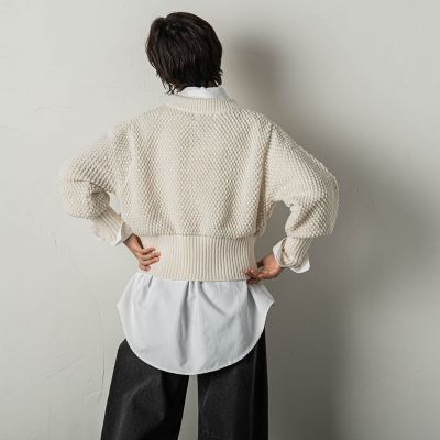 ポップコーンクロップトニットプルオーバー≪手洗い可能≫