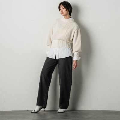 ポップコーンクロップトニットプルオーバー≪手洗い可能≫