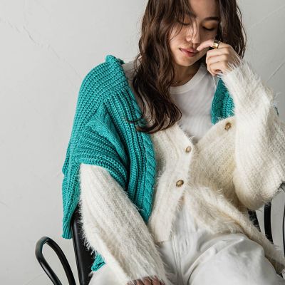 シャギーニットカーディガン≪手洗い可能≫ | socolla（Women