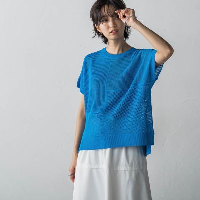 ＜socolla（Women）＞柄編みブロッキングニットプルオーバー≪手洗い可能≫