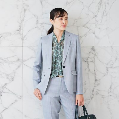 ＜Paul Stuart (Women)＞【８０周年記念アイテム】【Ｐｒｅｃｉｏｕｓ　掲載】【ファーストジャケット】ライトダブルウール４（チェック）　ジャケット２３ＳＳ