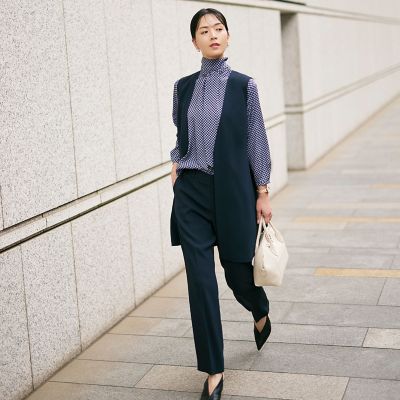 ウォッシャブル】トリアセジョーゼット ジレ | Paul Stuart (Women