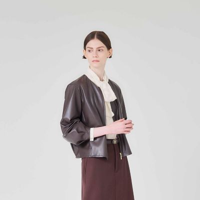 ＜Paul Stuart (Women)＞フェイクレザー　ブルゾン