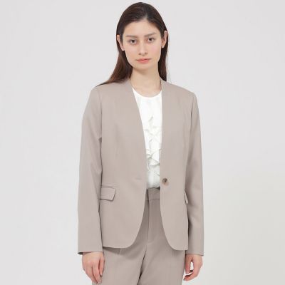 ＜Paul Stuart (Women)＞【Ｎｉｋｋｅｉ　ｍａｇａｚｉｎｅ掲載】【ウォッシャブル】ウーステッドツイル　ジャケット