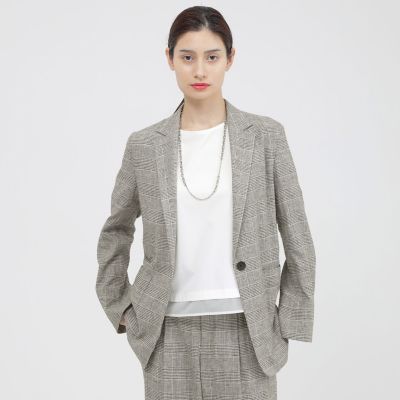 eclat掲載】【ウォッシャブル】チェックリネン ジャケット | Paul