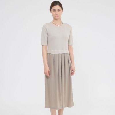 ＜Paul Stuart (Women)＞【ウォッシャブル】アセテートストレッチコンビ　ワンピース