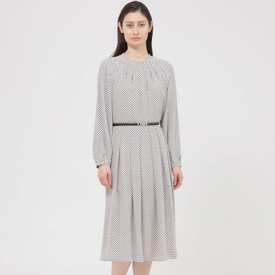 ＜Paul Stuart (Women)＞【Ｎｉｋｋｅｉ　ｍａｇａｚｉｎｅ掲載】【ウォッシャブル】幾何プリント　ワンピース