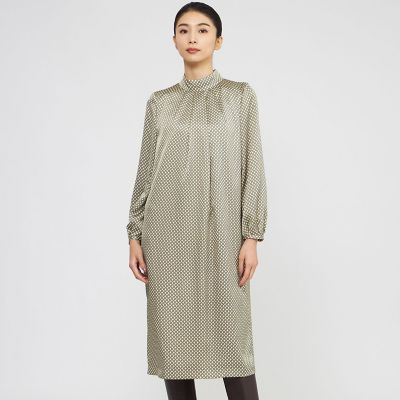 ＜Paul Stuart (Women)＞【ウォッシャブル】デュアルサークルプリント　ワンピース