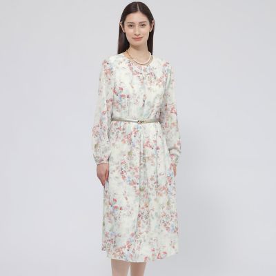 ＜Paul Stuart (Women)＞【ウォッシャブル】ボタニカルブルームプリント　ワンピース