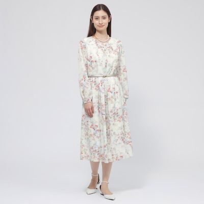 ウォッシャブル】ボタニカルブルームプリント ワンピース | Paul
