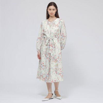 ウォッシャブル】ボタニカルブルームプリント ワンピース | Paul