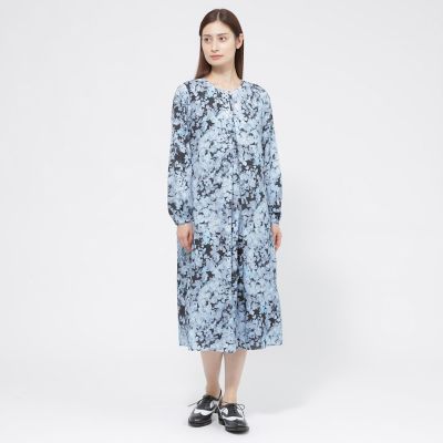 ポールスチュアートプリントワンピース【ウォッシャブル】 ¥59,400 ネイビー ウォッシャブル】ボタニカルブルームプリント ワンピース | Paul