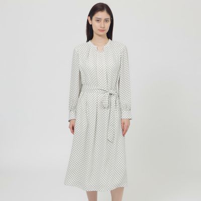 ウォッシャブル】格子モノグラムプリント ワンピース | Paul Stuart