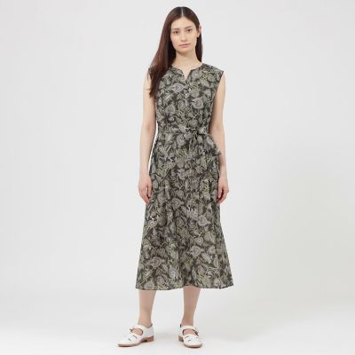 近年SCAPＡ新品 ウールサラサプリントワンピース 松島花さん着用】【ウォッシャブル】スラブマットサラサプリント