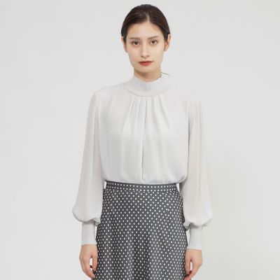 ＜Paul Stuart (Women)＞【Ｎｉｋｋｅｉ　ｍａｇａｚｉｎｅ掲載】【ウォッシャブル】ジョーゼットコンビ　プルオーバー