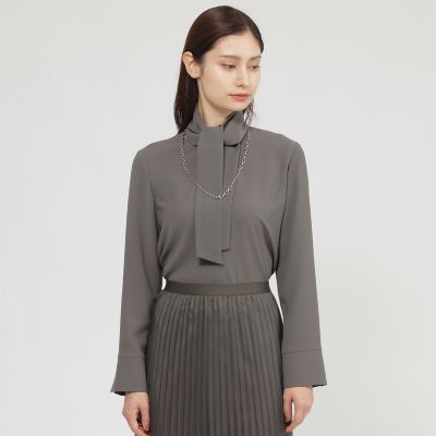 ＜Paul Stuart (Women)＞【Ｎｉｋｋｅｉ　ｍａｇａｚｉｎｅ掲載】【ウォッシャブル】ヴィーナスバックサテン　ブラウス