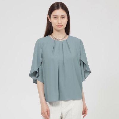 ＜Paul Stuart (Women)＞【ウォッシャブル】バックサテンジョーゼット　ブラウス