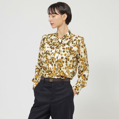 ＜Paul Stuart (Women)＞【Ｎｉｋｋｅｉ　ｍａｇａｚｉｎｅ掲載】【ウォッシャブル】グラデーションフラワー　ブラウス