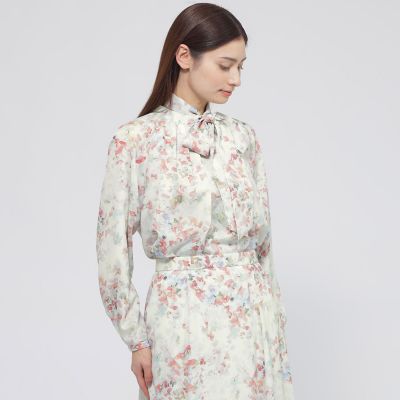 ＜Paul Stuart (Women)＞【ウォッシャブル】ボタニカルブルームプリント　ブラウス