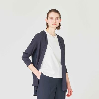 ＜Paul Stuart (Women)＞【ウォッシャブル／接触冷感／ＵＶ対策】シャイニーストレッチ／バックサテンアムンゼン　カーディガン