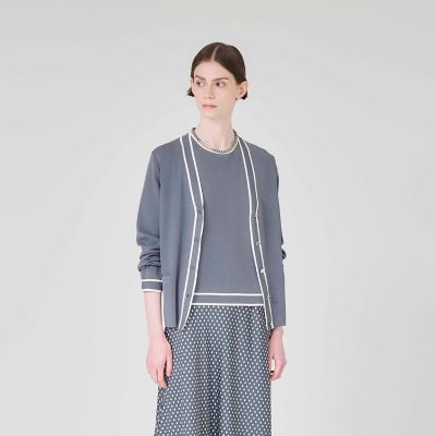 ＜Paul Stuart (Women)＞【ウォッシャブル】アセテートストレッチ　カーディガン