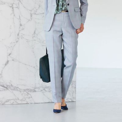 ＜Paul Stuart (Women)＞【８０周年記念アイテム】【ファーストシリーズ】ライトダブルウール４（チェック）　パンツ【ウォッシャブル】