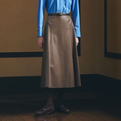 ＜Paul Stuart (Women)＞【ウォッシャブル】フェイクレザー　スカート