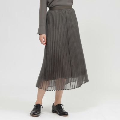 ＜Paul Stuart (Women)＞【Ｎｉｋｋｅｉ　ｍａｇａｚｉｎｅ／ｅｃｌａｔ掲載】【ウォッシャブル】マットオーガンジー　スカート