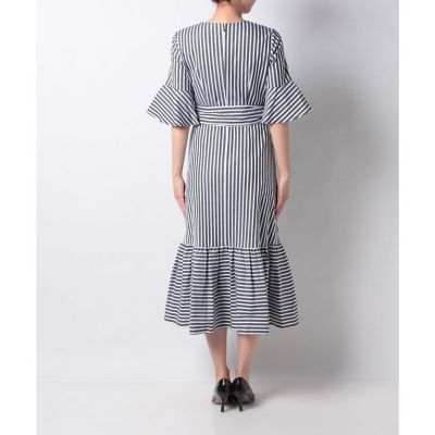 LOULOU WILLOUGHBY】コードストライプカシュクールワンピース