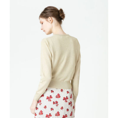 【ルルウィルビー 】ラメ　ビジュー　クルーネック　カーディガン LOULOU WILLOUGHBY】キーネックリブカーディガン|allureville