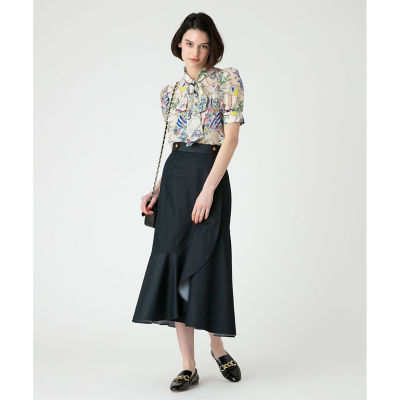 美品23SS✨LOULOU WILLOUGHBY シャンブレーカスケードスカート LOULOU WILLOUGHBY スカート 「LOULOU WILLOUGHBY」シャンブレー