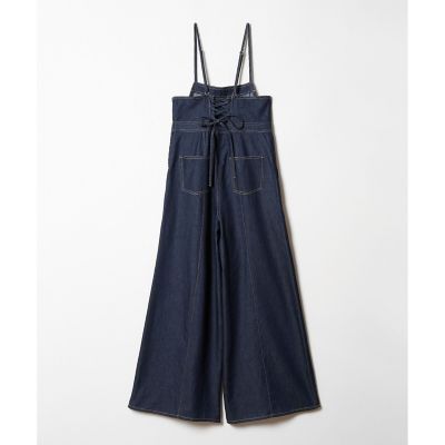 LOULOU WILLOUGHBYポリエステルレーヨンサロペパンツネイビー