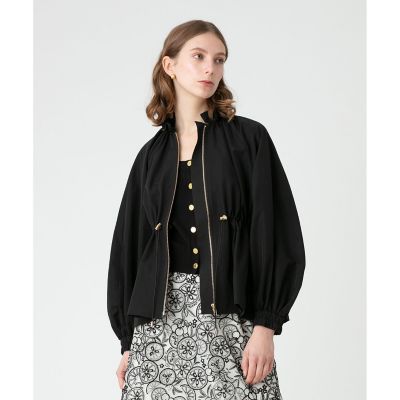 美品　LEPHIL バルーン　ケープブルゾン 黒 LOULOU WILLOUGHBY】グログランパフブルゾン