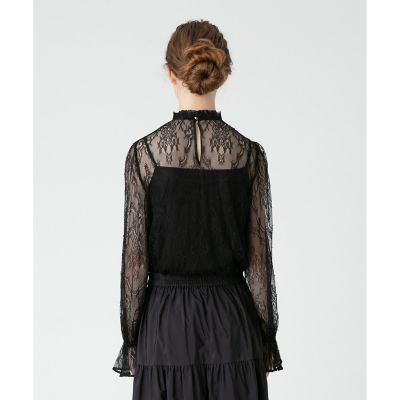LOULOU WILLOUGHBY レースオンレース ブラウス 日本製 LOULOU WILLOUGHBY】レースオンレースフレア袖ブラウス