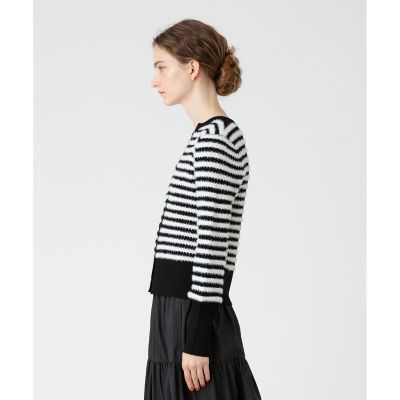 美品　LOULOU WILLOUGHBY フェザーリブボーダーカーディガン ◇【LOULOU WILLOUGHBY】フェザーリブボーダーカーディガン