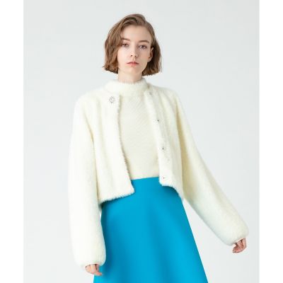ルルウィルビー　ファーボレロカーディガン　ウォッシャブル LOULOU WILLOUGHBY】ファーボレロカーディガン