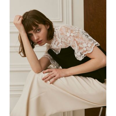 ＜allureville (Women)＞【ＬＯＵＬＯＵ　ＷＩＬＬＯＵＧＨＢＹ】チュールレースフレアーブラウス